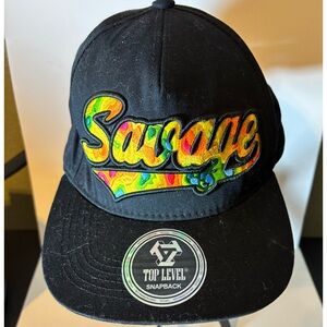 SAVAGE Top Level Red Yellow Green and Black Snapback Hat, Like New!